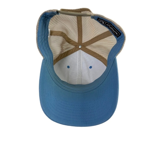 Lake Travis Marina Patch Trucker Hat Snapback Blue Tan Mesh Richardson 112 - Picture 7 of 11